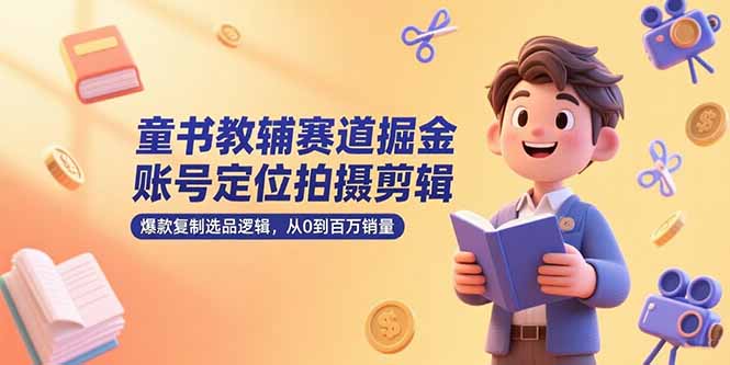 童书教辅赛道掘金，账号定位拍摄剪辑，爆款复制选品逻辑，从0到百万销量-hl998