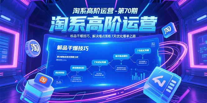 淘系高阶运营-第70期，标品干爆技巧，解决难点策略，大佬操盘方法-hl998