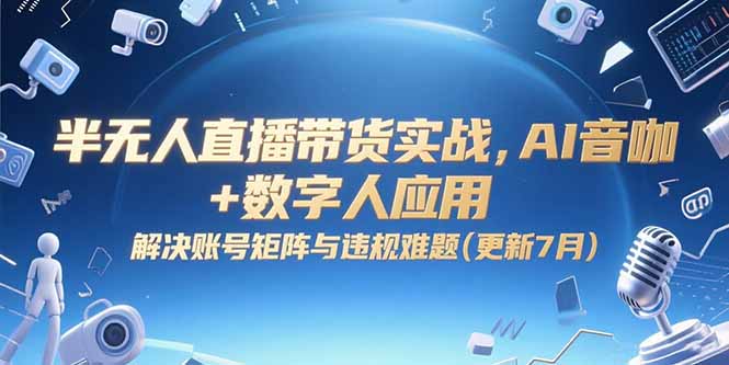 半无人直播带货实战，AI音咖+数字人应用 解决账号矩阵与违规难题(更新7月-hl998