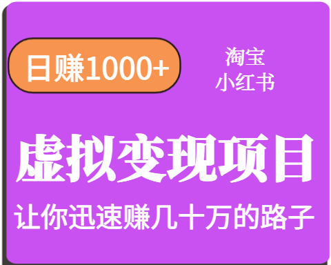 淘宝OR小红书虚拟变现，日赚1000+，多账号操作年收入几十W不等-hl998