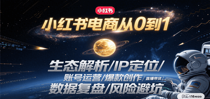 小红书电商从0到1：生态解析/IP定位/ 账号运营/爆款创作/直播带货/数据复盘/风险避坑-hl998