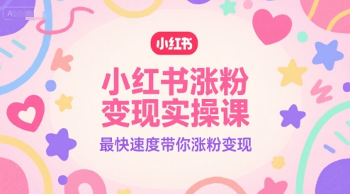 小红书涨粉变现实操课，最快速度带你涨粉变现-hl998