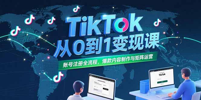 TikTok从0到1变现课，账号注册全流程，爆款内容制作与矩阵运营-hl998