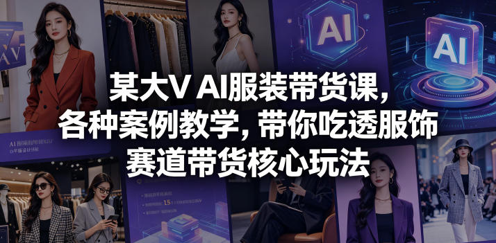 某大V AI服装带货课，各种案例教学，带你吃透服饰赛道带货核心玩法-hl998