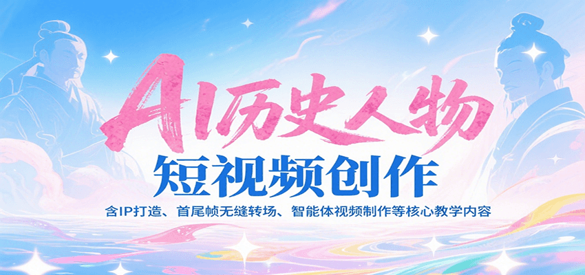 AI历史人物短视频创作，含IP打造、首尾帧无缝转场、智能体视频制作等核心教学内容-hl998