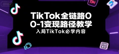 TikTok全链路0-1变现路径教学，入局TikTok必学内容-hl998