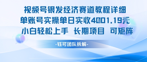 视频号银发经济赛道单账号实操单日实收1k+，小白轻松上手长期项目-hl998