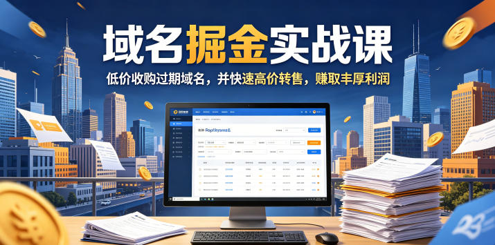 域名交易掘金实战课，低价收购过期域名，并快速高价转售，賺取丰厚利润【原创双语字幕】-hl998