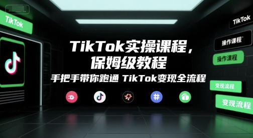 TikTok实操课程，保姆级教程，手把手带你跑通TikTok变现全流程-hl998