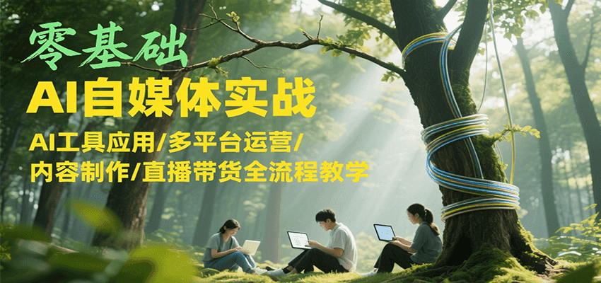 零基础AI自媒体实战，AI工具应用/多平台运营/内容制作/直播带货全流程教学-hl998