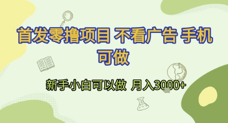 首发零撸项目 不看广告 手机可做 新手小白可以做  月入3k+【揭秘】-hl998