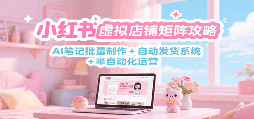 小红书虚拟店铺矩阵攻略：AI笔记批量制作 + 自动发货系统 + 半自动化运营-hl998