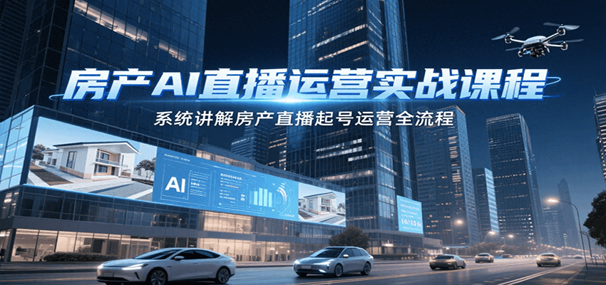 房产AI直播运营实战课程，系统讲解房产直播起号运营全流程-hl998