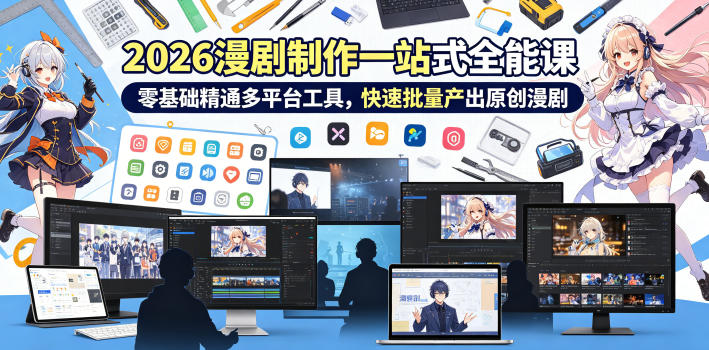 2026 AI漫剧制作一站式全能课，零基础精通多平台工具，快速批量产出原创漫剧-hl998
