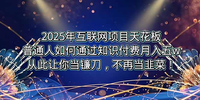 2025年互联网项目天花板，普通人如何通过卖项目实现逆风翻盘，月入5W＋！-hl998