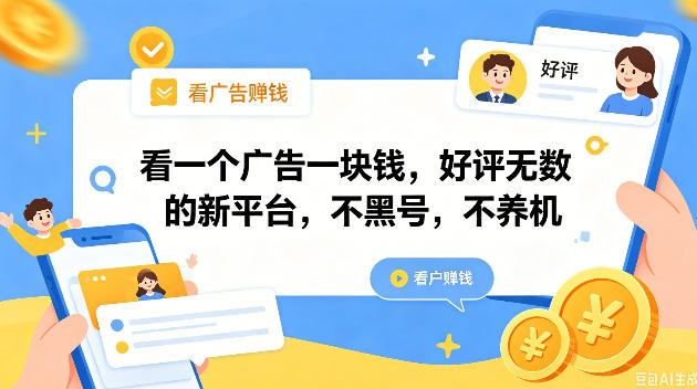 看一个广告一块钱，好评无数的新平台，不黑号，不养机，一撸几十块钱还是不错的【揭秘】-hl998