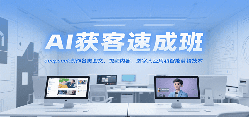 AI获客速成班，deepseek制作各类图文、视频内容，数字人应用和智能剪辑技术-hl998
