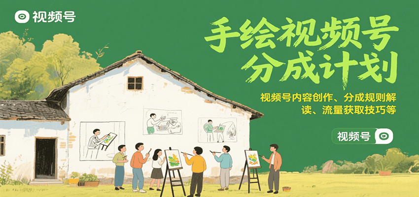 手绘视频号分成计划：视频号内容创作、分成规则解读、流量获取技巧等-hl998