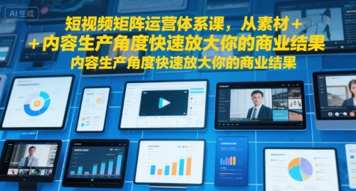 短视频矩阵运营体系课，从素材+内容生产角度快速放大你的商业结果-hl998