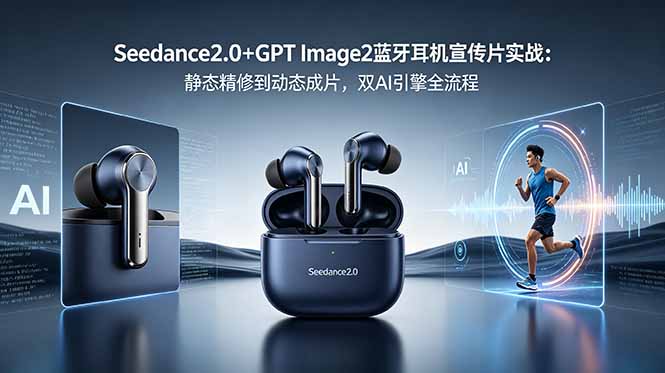 Seedance2.0+GPT Image2蓝牙耳机宣传片实战：静态精修到动态成片，双AI引擎全流程-hl998