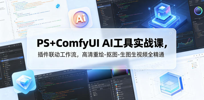 PS+ComfyUI AI工具实战课，插件联动工作流，高清重绘-抠图-生图生视频全精通-hl998