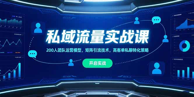 私域流量实战课，200人团队运营模型，矩阵引流技术，高客单私聊转化策略-hl998