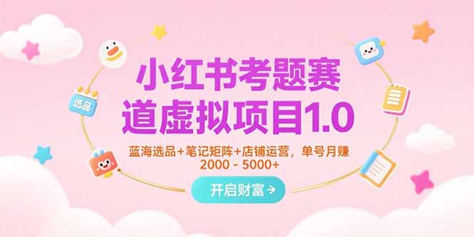 小红书考题赛道虚拟项目1.0，蓝海选品+笔记矩阵+店铺运营，单号月赚5000+-hl998