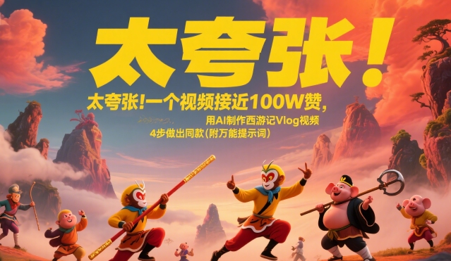 太夸张！一个视频接近100W赞，用AI制作西游记Vlog视频，全流程拆解来了(附万能提示词)-hl998
