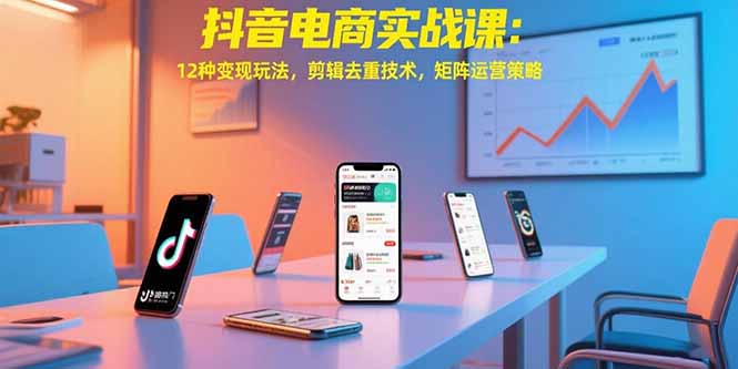 抖音电商实战课：12种变现玩法，剪辑去重技术，矩阵运营策略-hl998
