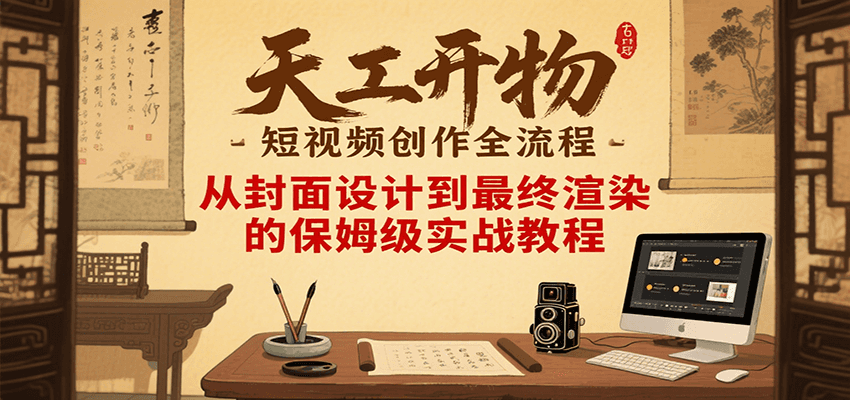 天工开物短视频创作全流程，从封面设计到最终渲染的保姆级实战教程-hl998