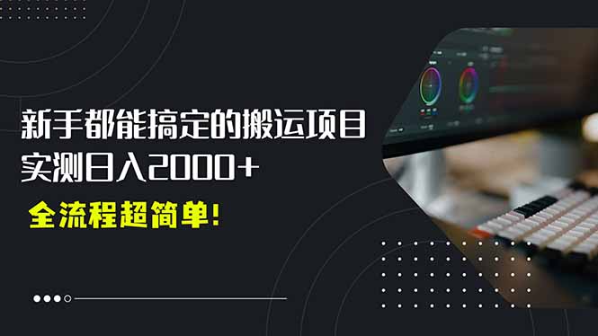 平台主动扶持的新风口，0基础轻松起号，搬运剪辑日入2000+！-hl998