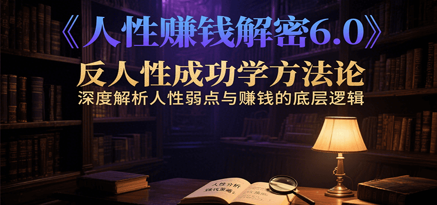 人性赚钱解密6.0，反人性成功学方法论，深度解析人性弱点与赚钱的底层逻辑-hl998