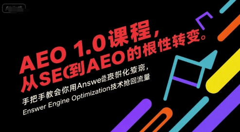 AEO 1.0 课程，从SEO到AE0的基命性转变，手把手教会你用AnswerEngineOptimization技术抢回流量-hl998