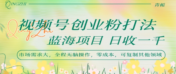 视频号创业粉打法，日入1k，蓝海项目，市场需求大，全程无脑操作，可复制-hl998