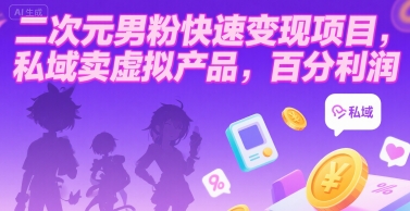 二次元男粉快速变现项目，私域卖虚拟产品，百分利润-hl998