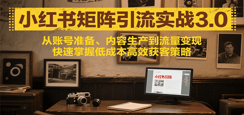 小红书矩阵引流3.0，从账号准备、内容生产到流量变现，快速掌握低成本高效获客策略-hl998