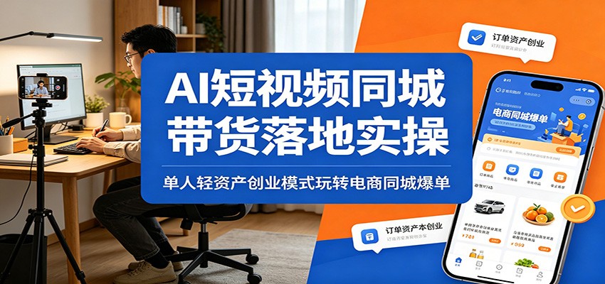 AI短视频同城带货落地实操：单人轻资产创业模式玩转电商同城爆单-hl998