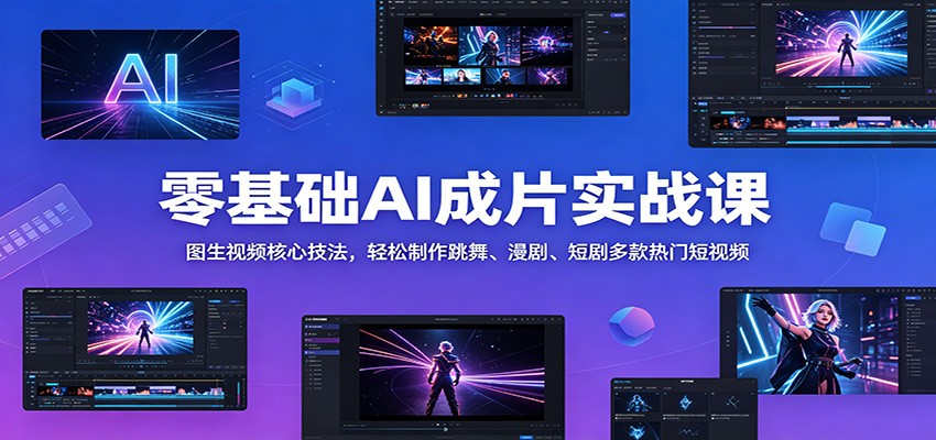 零基础AI成片实战课：图生视频核心技法，轻松制作跳舞、漫剧、短剧多款热门短视频-hl998