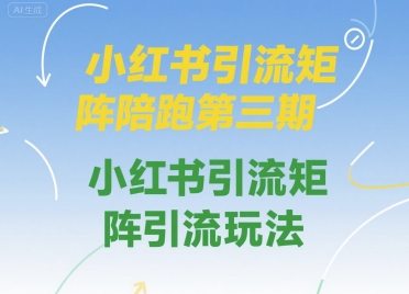 小红书引流矩阵陪跑第三期，小红书引流矩阵引流玩法-hl998