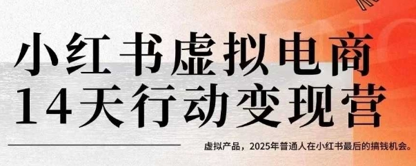 小红书虚拟电商14天变现训练营，虚拟产品，2025年普通人在小红书最后的搞钱机会-hl998