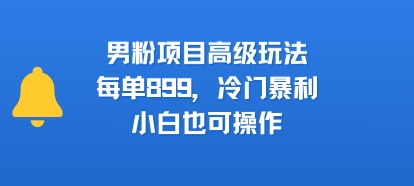 男粉项目高级玩法，每单899，冷门暴利，小白也可操作-hl998
