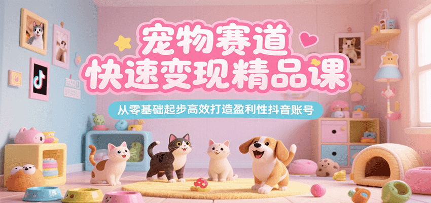 宠物赛道快速变现精品课，从零基础起步高效打造盈利性抖音账号-hl998