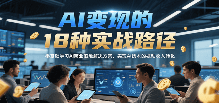 AI变现的18种实战路径，零基础学习AI商业落地解决方案，实现AI技术的被动收入转化-hl998