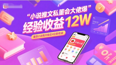 小说推文私董会大佬爆单经验分享收益12W，番茄小说每天稳定4位数收益-hl998