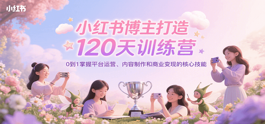 小红书博主打造120天训练营，0到1掌握平台运营、内容制作和商业变现-hl998