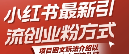 小红书最新引流创业粉方式，项目图文玩法介绍以及如何安全倒流私域-hl998