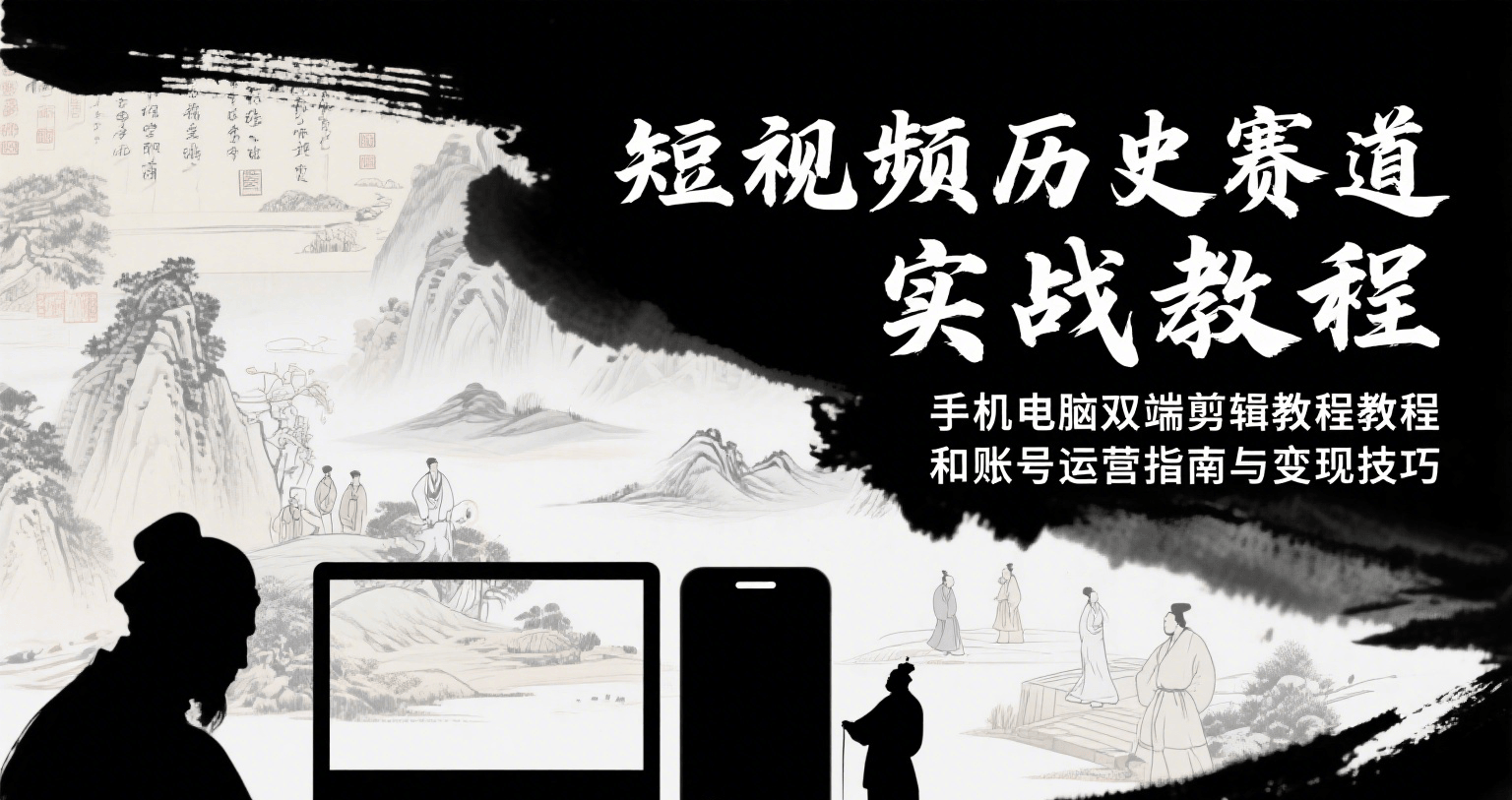 短视频历史赛道实战教程，手机电脑双端剪辑教程和账号运营指南与变现技巧-hl998