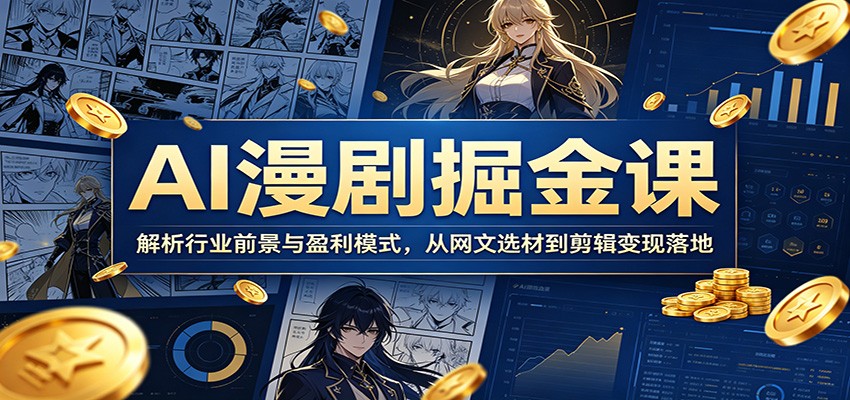 AI漫剧掘金课：解析行业前景与盈利模式，从网文选材到剪辑变现落地-hl998
