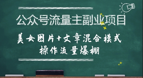 公众号流量主副业项目，美女图片+文章混合模式操作流量爆棚-hl998