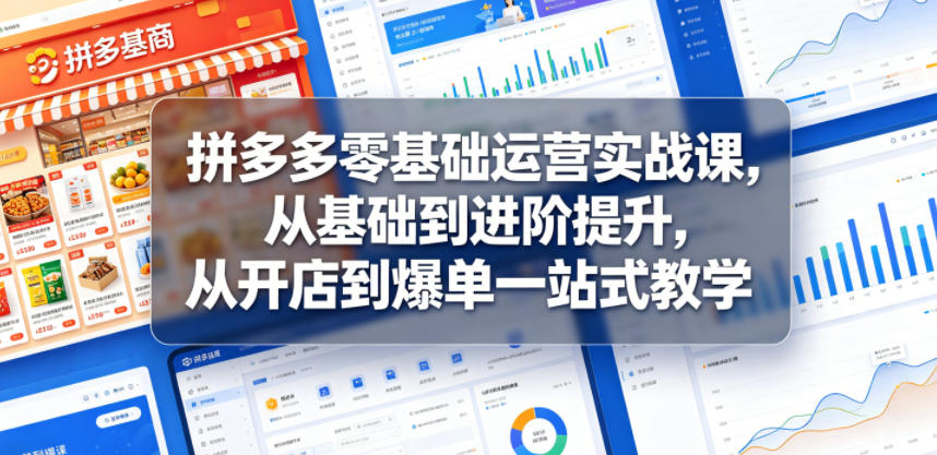 拼多多零基础运营实战课，从基础到进阶提升，从开店到爆单一站式教学-hl998